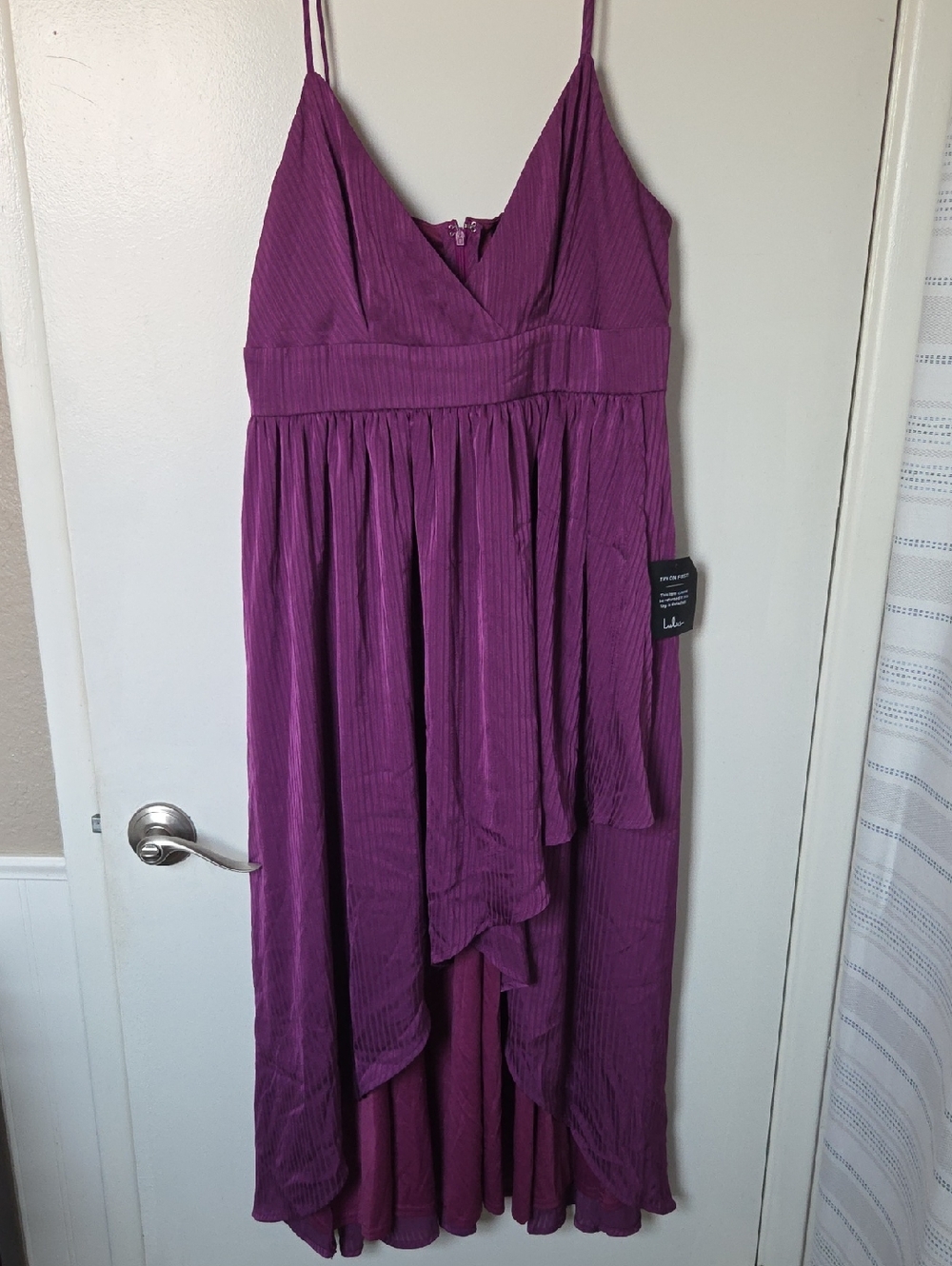Lulu's Magenta Spaghetti-Strap High-Low Maxi Dress